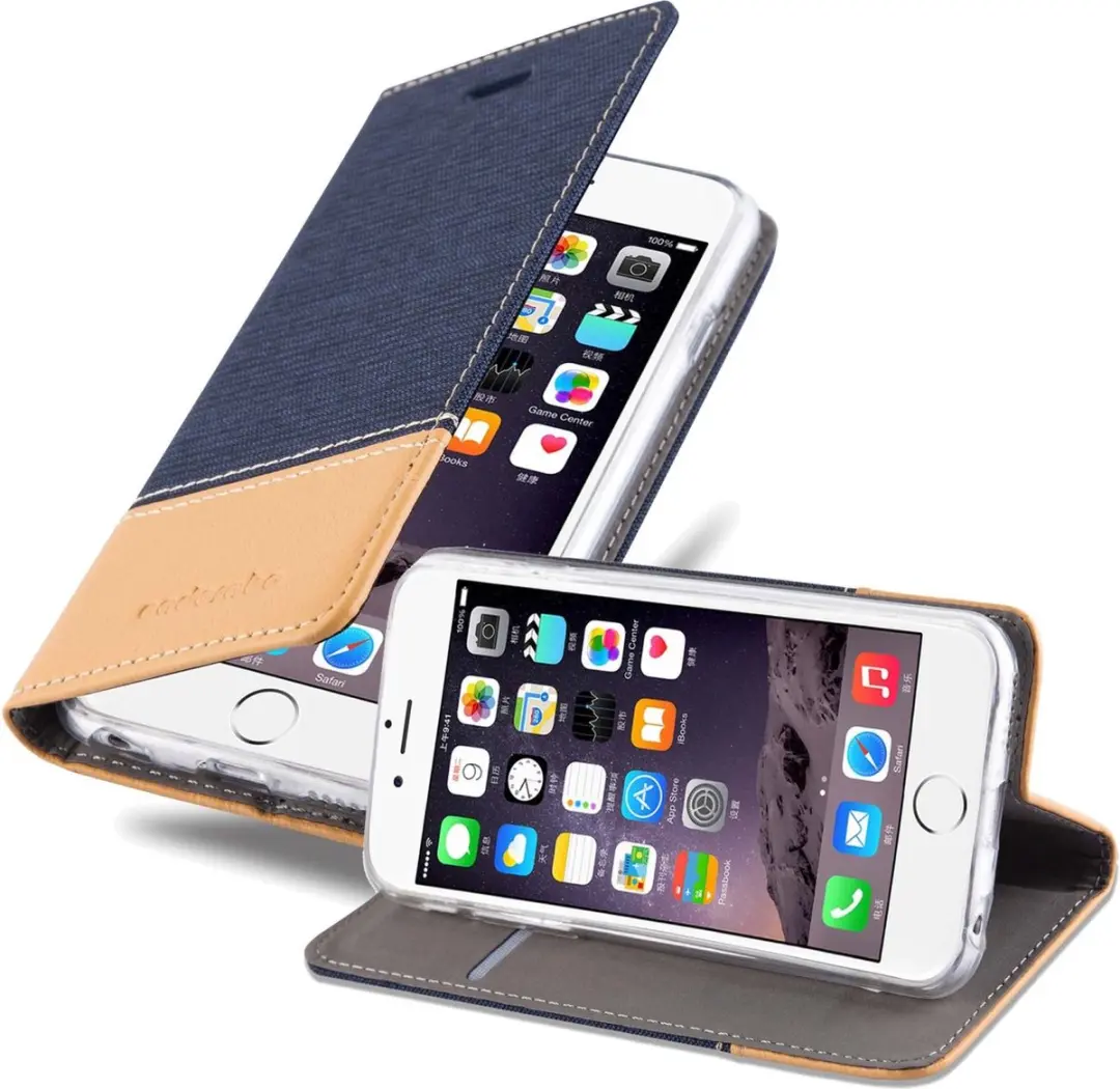 Cadorabo Hoesje geschikt voor Apple iPhone 6 PLUS / 6S PLUS in DONKERBLAUW BRUIN
