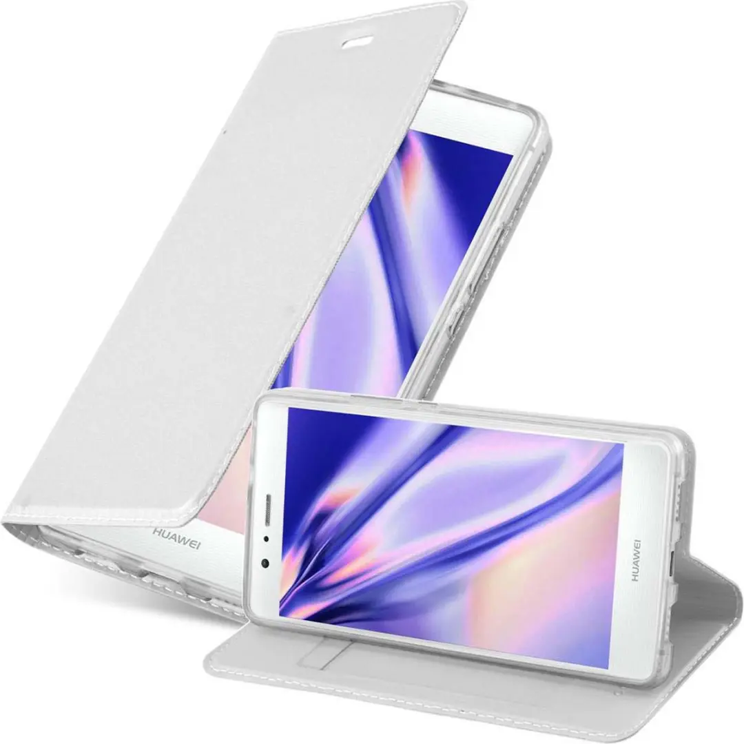 Cadorabo Hoesje geschikt voor Huawei P9 LITE 2016 / G9 LITE in CLASSY ZILVER - Beschermhoes met magnetische sluiting, standfunctie en kaartvakje Book Case Cover Etui