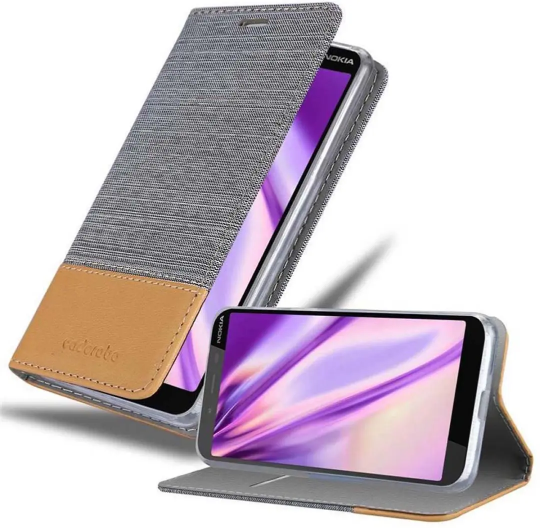 Cadorabo Hoesje geschikt voor Nokia 1 PLUS in LICHTGRIJS BRUIN