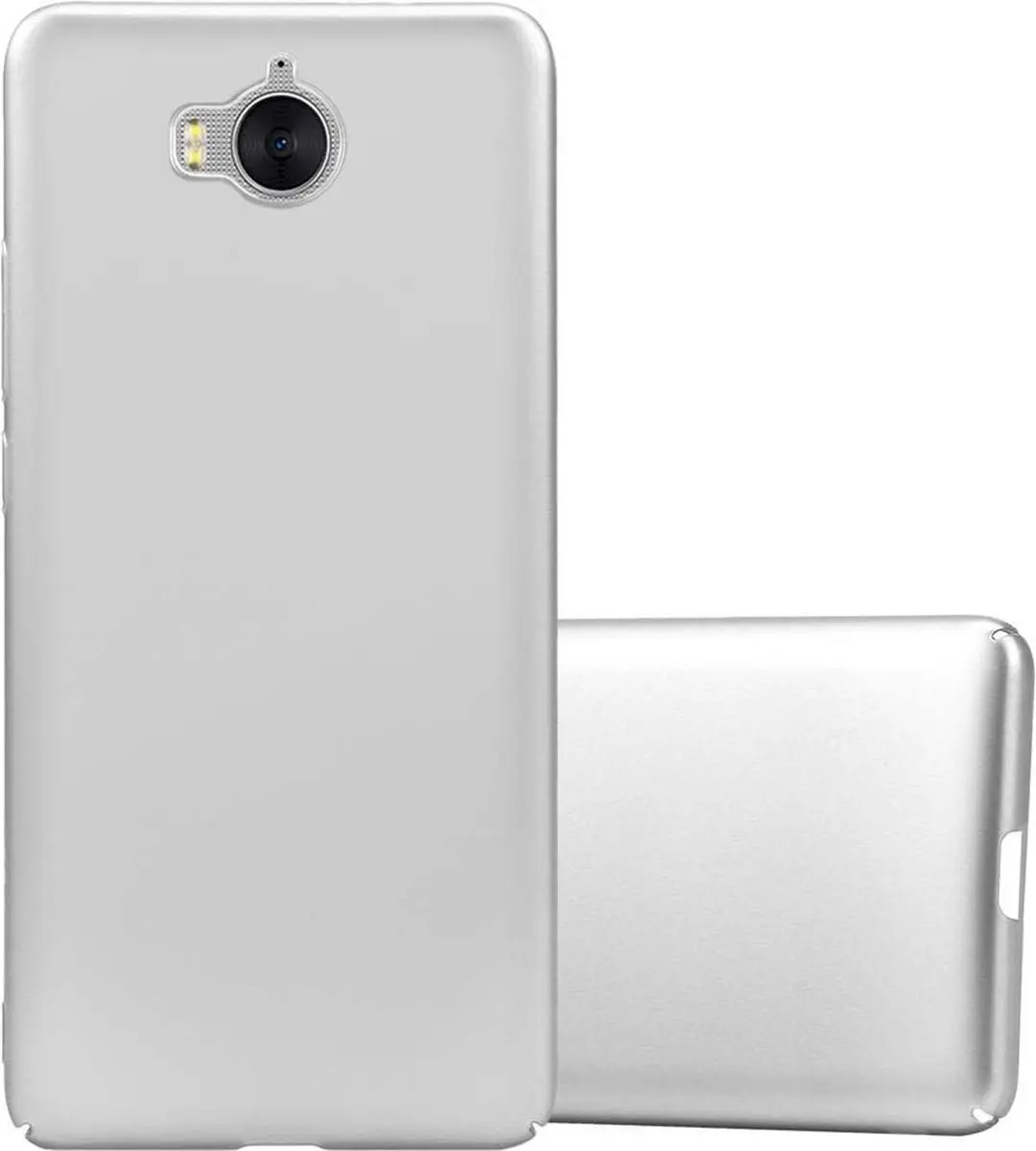 Cadorabo Hoesje geschikt voor Huawei Y5 2017 / Y6 2017 in METAAL ZILVER - Hard Case Cover beschermhoes in metaal look tegen krassen en stoten