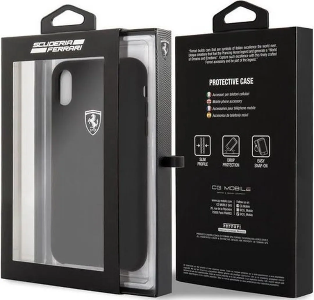 Ferrari Off-Track Silicone Hoes iPhone XR - Zwart