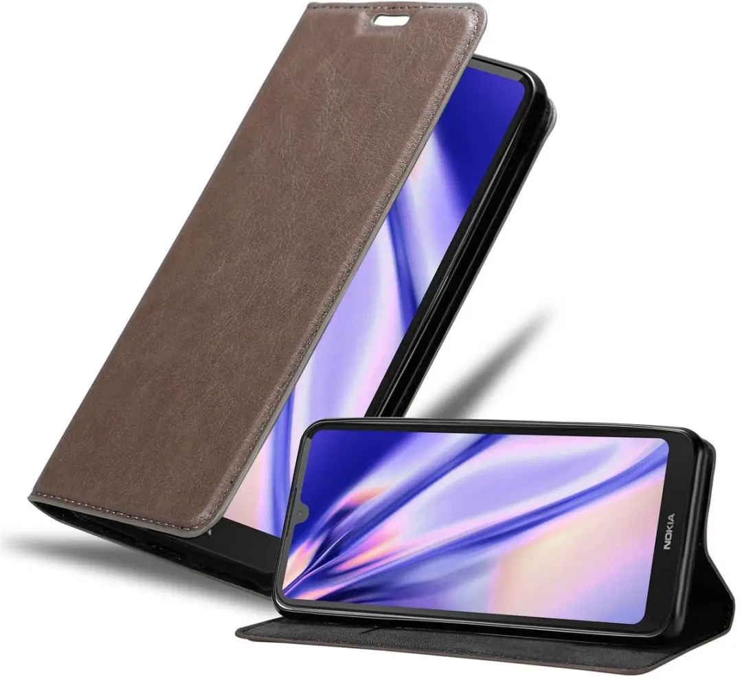 Cadorabo Hoesje geschikt voor Nokia 1.3 in KOFFIE BRUIN - Beschermhoes met magnetische sluiting, standfunctie en kaartvakje Book Case Cover Etui