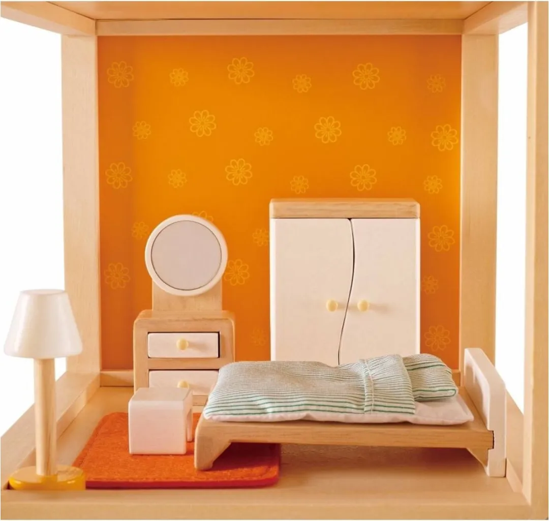 Hape Hoofdslaapkamer Poppenhuis - 7 Meubels - Veelkleurig