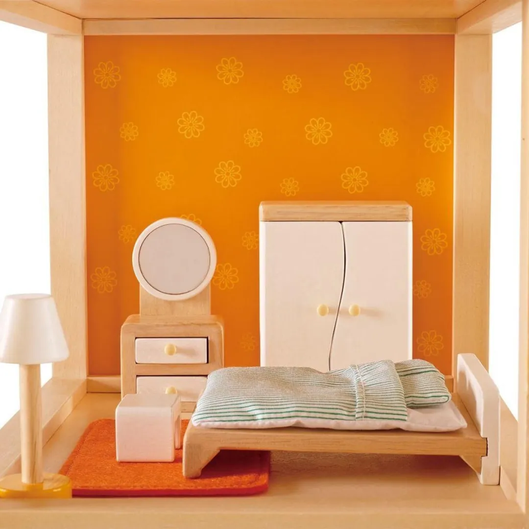 Hape Hoofdslaapkamer Poppenhuis - 7 Meubels - Veelkleurig