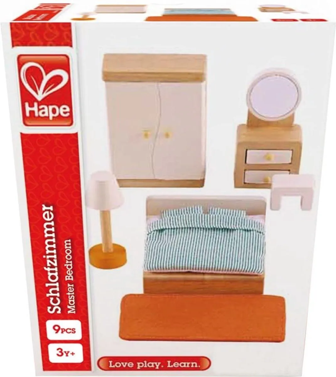 Hape Hoofdslaapkamer Poppenhuis - 7 Meubels - Veelkleurig