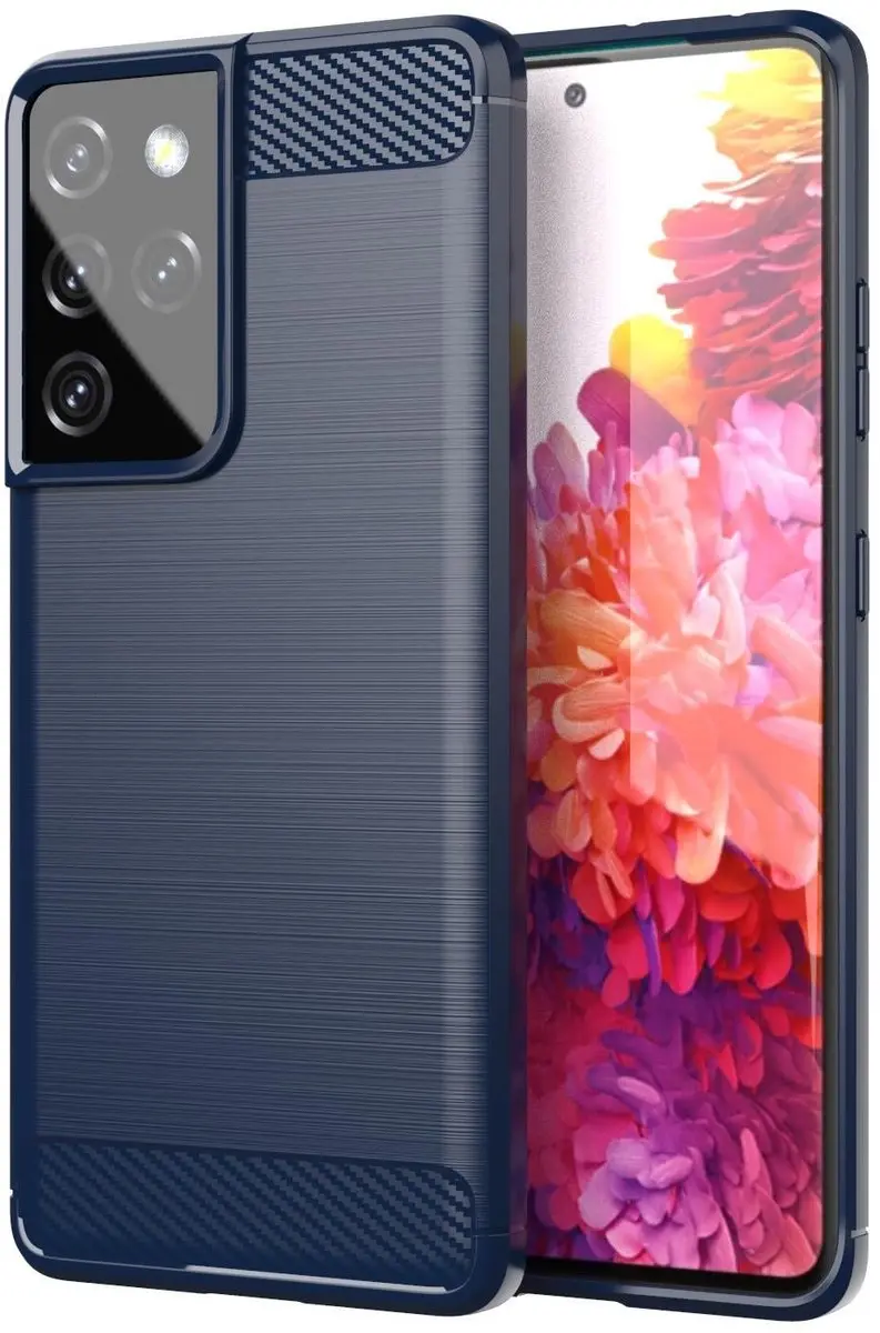 Cadorabo Hoesje geschikt voor Samsung Galaxy S21 ULTRA in BRUSHED BLAUW