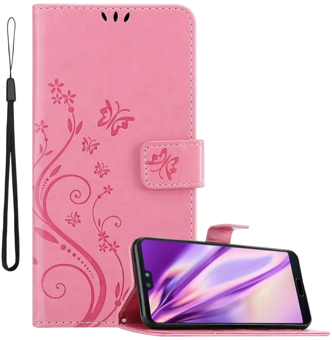 Cadorabo Hoesje geschikt voor Huawei P20 in BLOEMEN ROZE