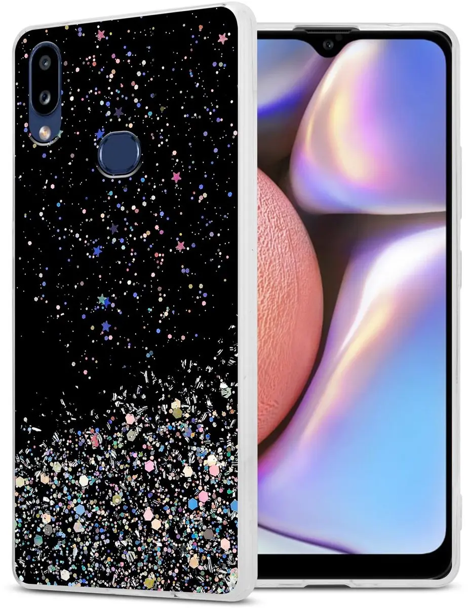 Cadorabo Hoesje geschikt voor Samsung Galaxy A10s / M01s in Zwart met Glitter