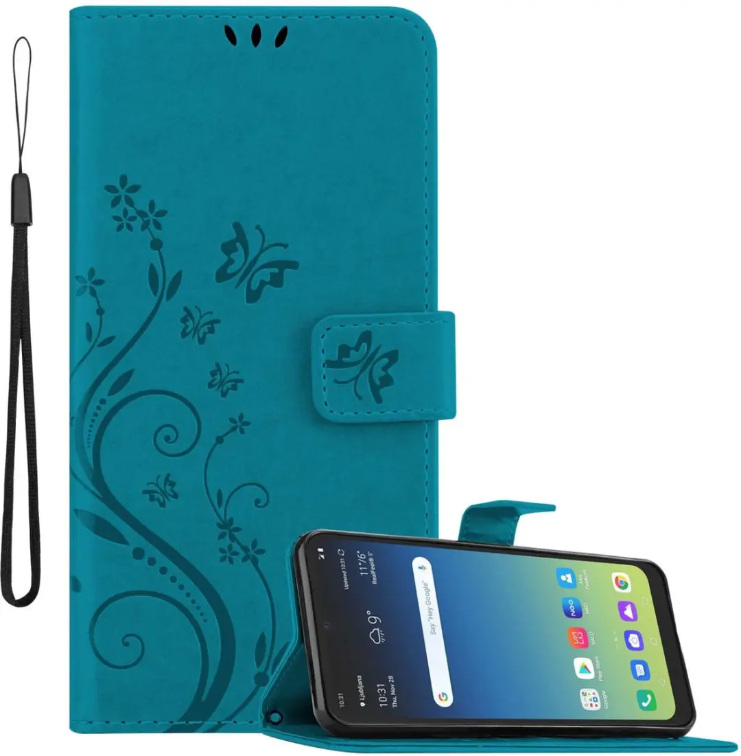Cadorabo Hoesje geschikt voor LG K40S in BLOEMEN BLAUW