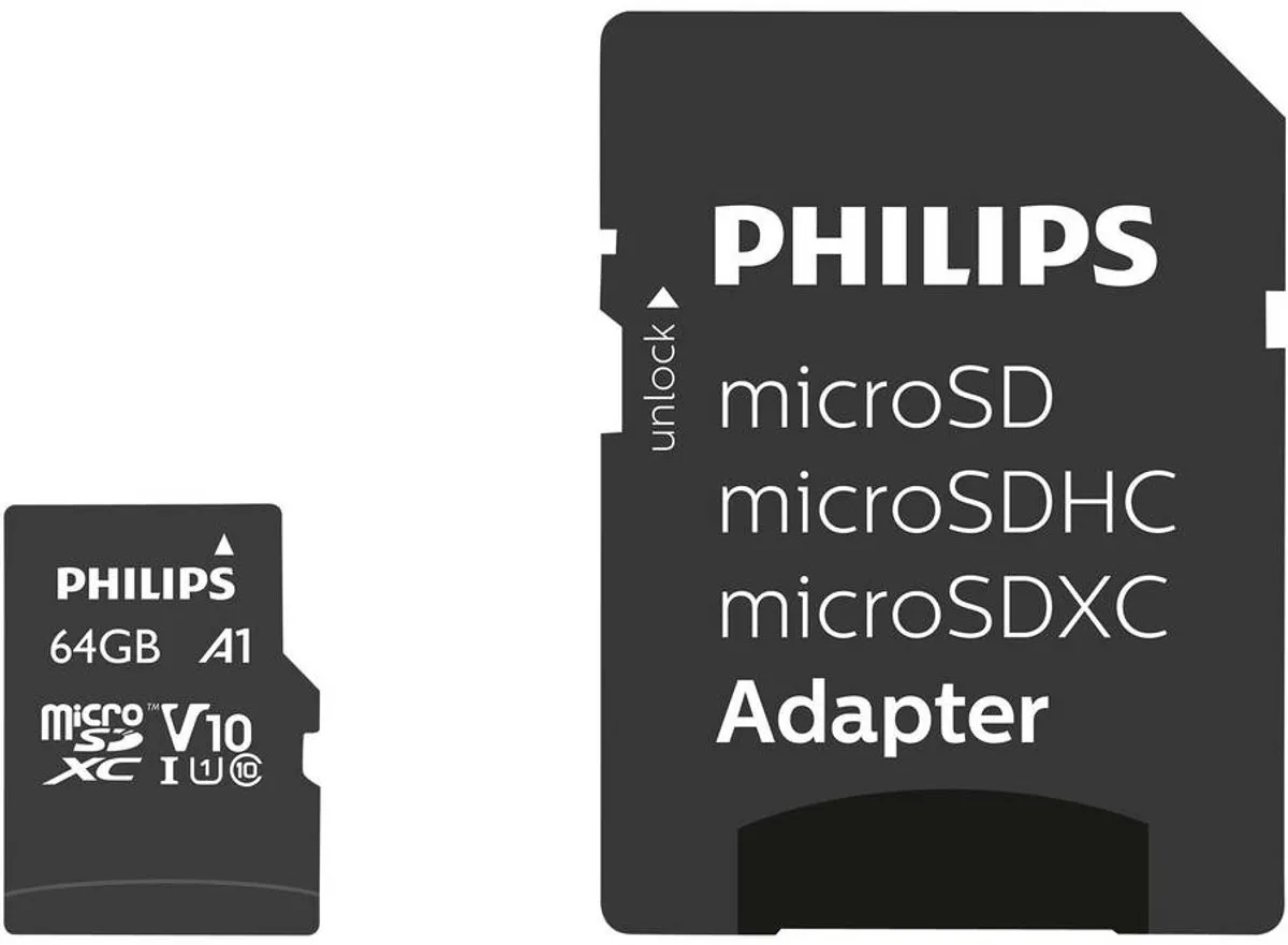 Philips FM64MP45B - Micro SDXC kaart 64GB incl. adapter - Class 10 - UHS-I U1