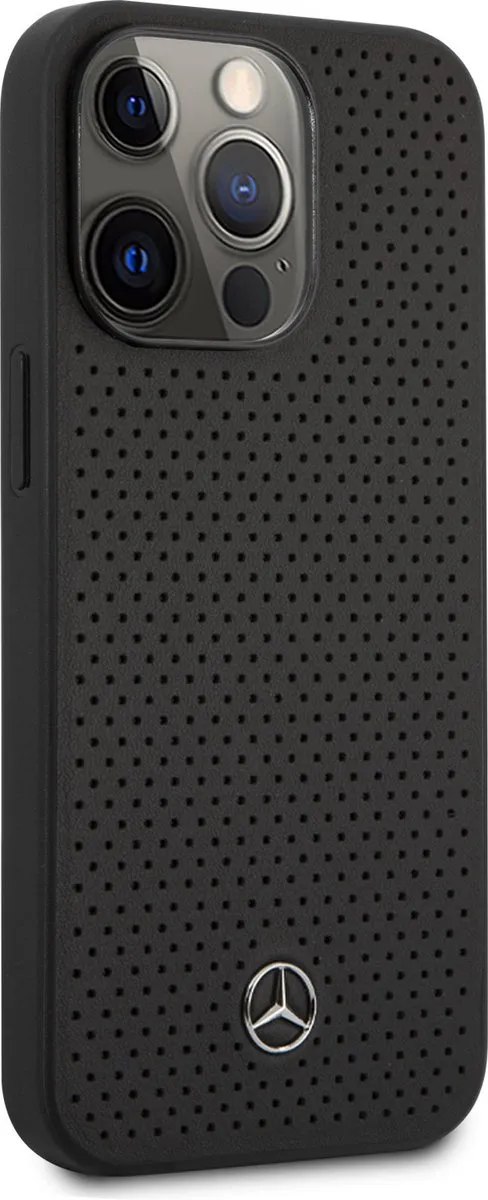 Mercedes-Benz Leather Back Cover iPhone 13 Pro - Zwart
