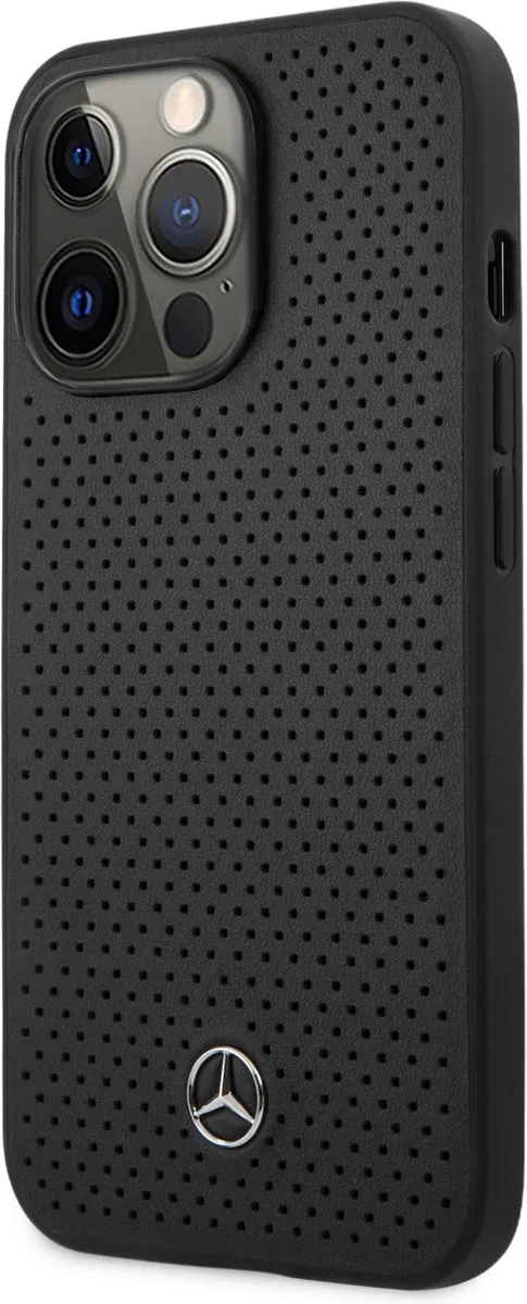 Mercedes-Benz Leather Back Cover iPhone 13 Pro - Zwart