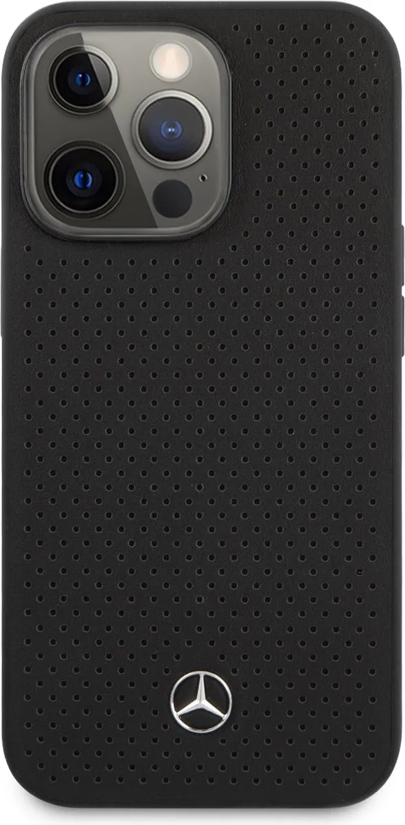 Mercedes-Benz Leather Back Cover iPhone 13 Pro - Zwart