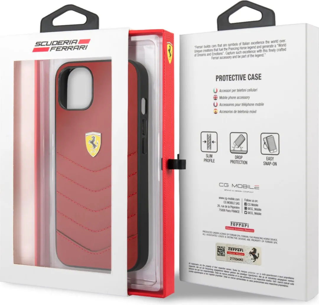 Ferrari iPhone 13 Hoesje - Effen Rood Leer