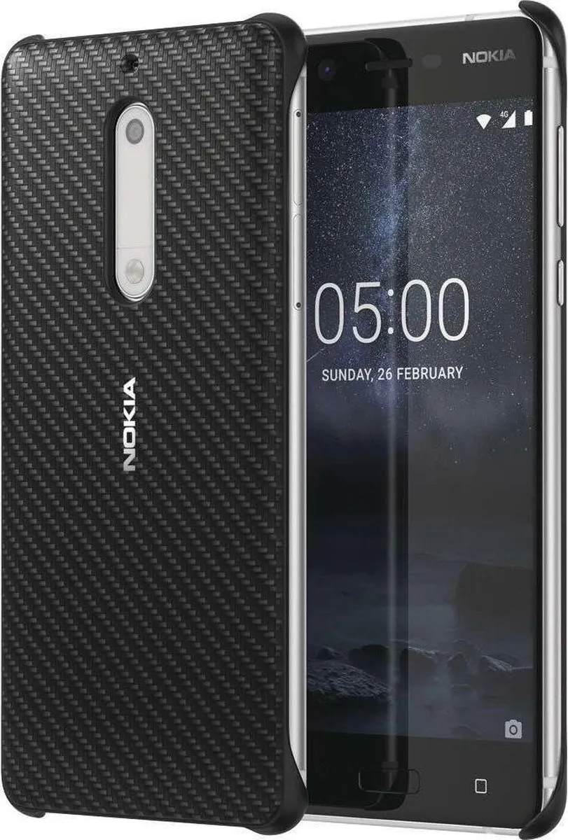 Nokia 5 Carbon Fiber Back Case - Zwart - afbeelding 4 van 4