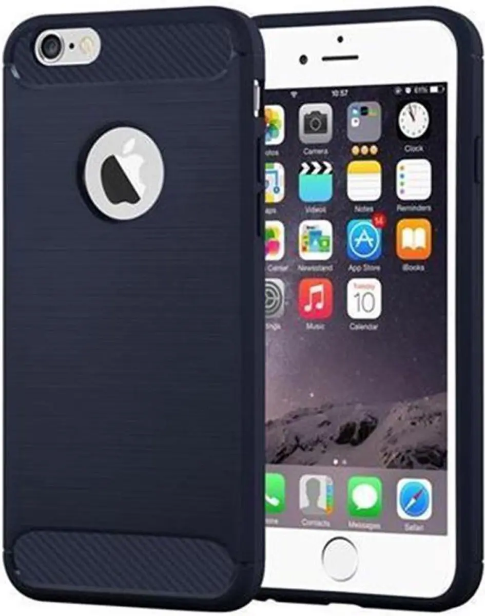 Cadorabo Hoesje geschikt voor Apple iPhone 6 PLUS / 6S PLUS in BRUSHED BLAUW
