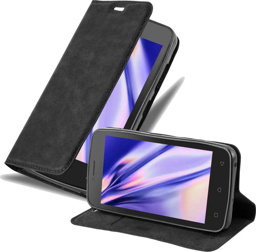 Cadorabo Hoesje geschikt voor Lenovo A PLUS in ZWARTE NACHT - Beschermhoes met magnetische sluiting, standfunctie en kaartvakje Book Case Cover Etui
