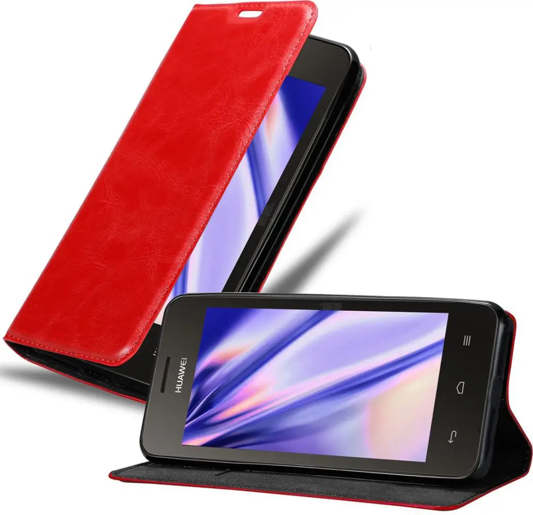 Cadorabo Hoesje geschikt voor Huawei Y3 / Y3C / Y330 / Y331 / Y360 in APPEL ROOD - Beschermhoes met magnetische sluiting, standfunctie en kaartvakje Book Case Cover Etui