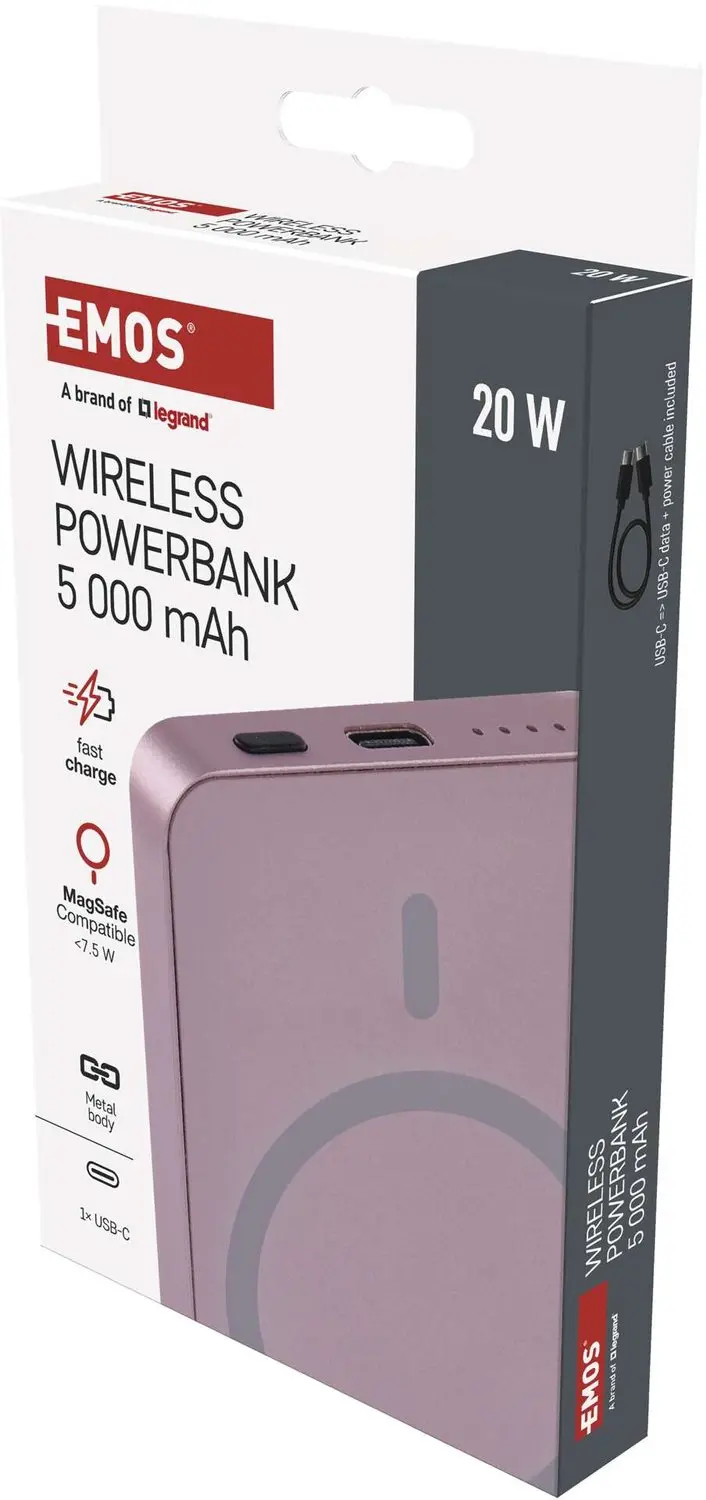 Emos WI 522 B0555S Powerbank - Zalmkleurig - afbeelding 5 van 6