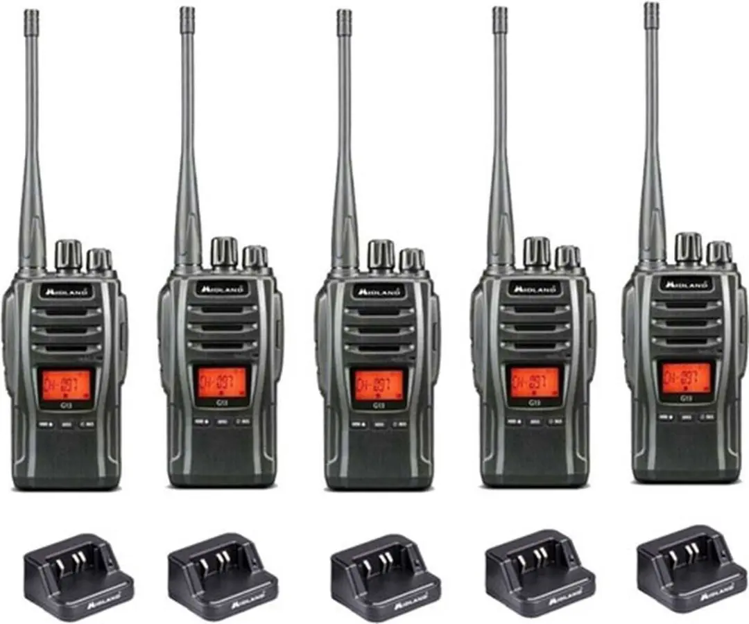 Set van 5 Midland G13 PRO UHF PMR446 / LPD69 robuuste professionele Portofoons