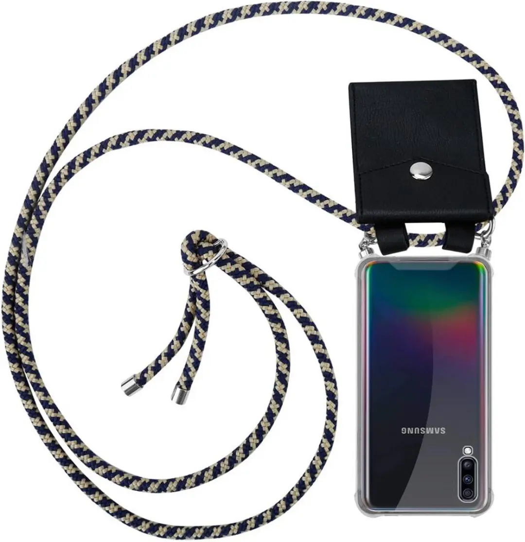 Cadorabo Hoesje geschikt voor Samsung Galaxy A70 / A70s in DONKER BLAUW GEEL