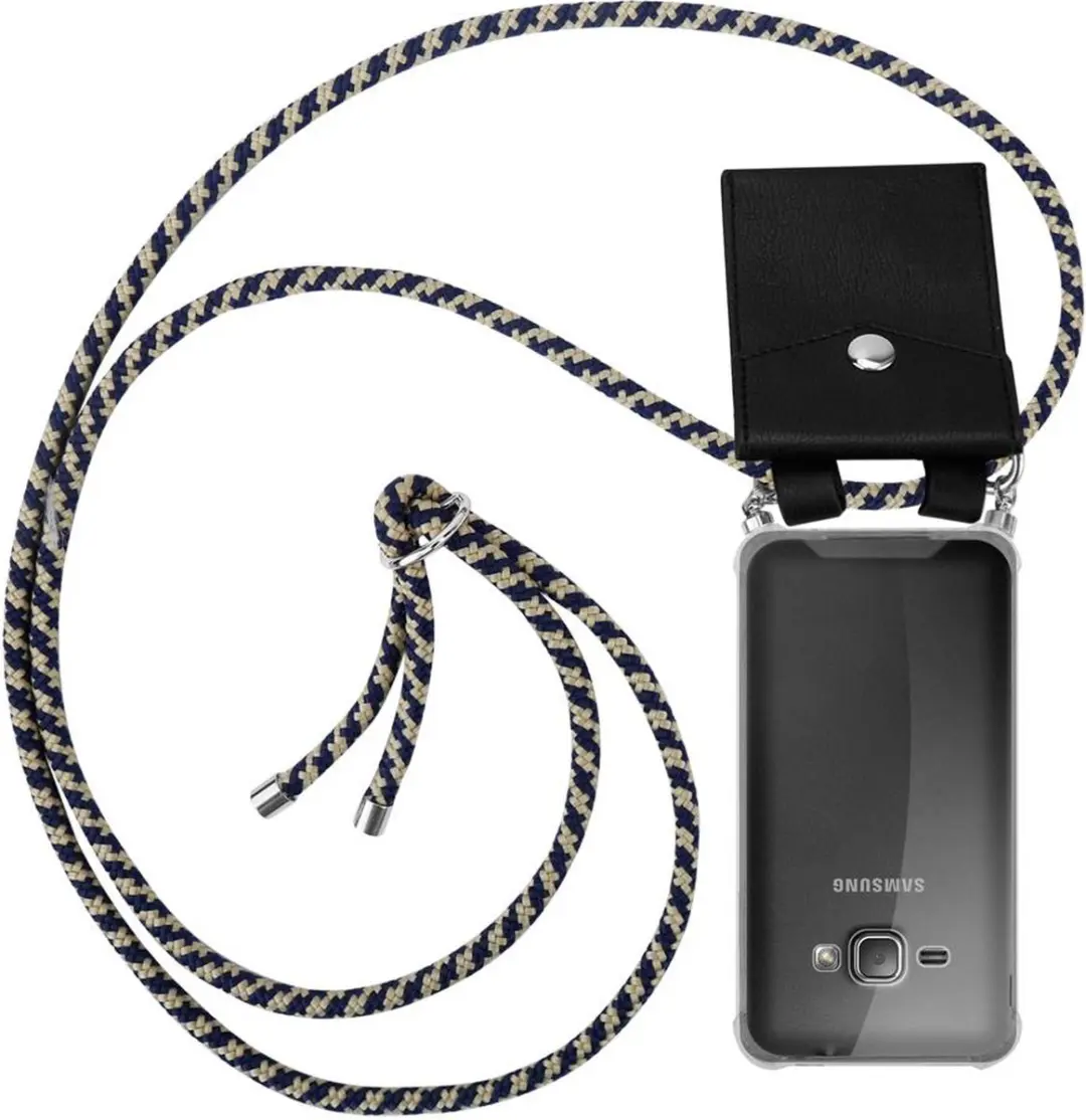 Cadorabo Hoesje geschikt voor Samsung Galaxy J1 2016 in DONKER BLAUW GEEL