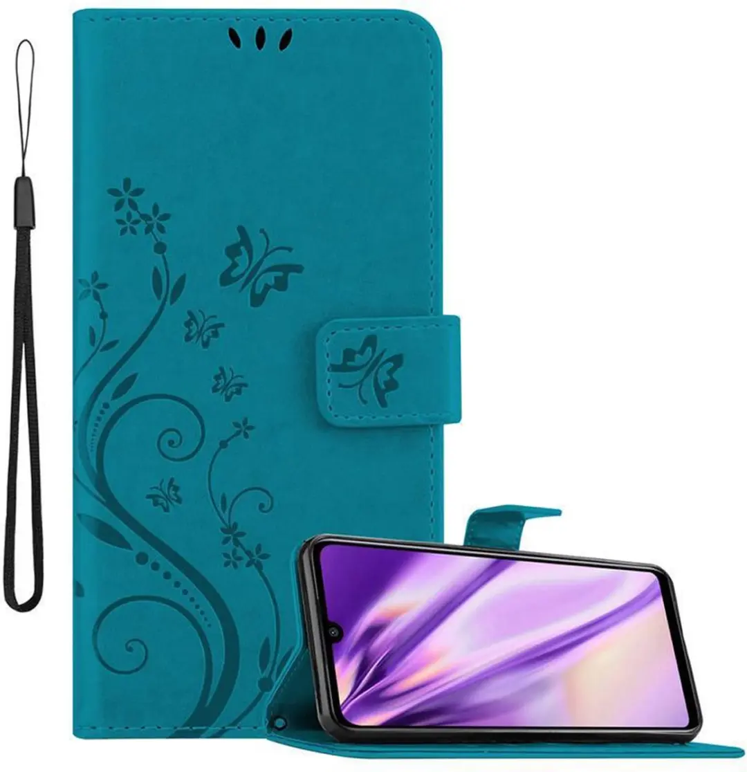 Cadorabo Hoesje geschikt voor Xiaomi RedMi NOTE 7 in BLOEMEN BLAUW