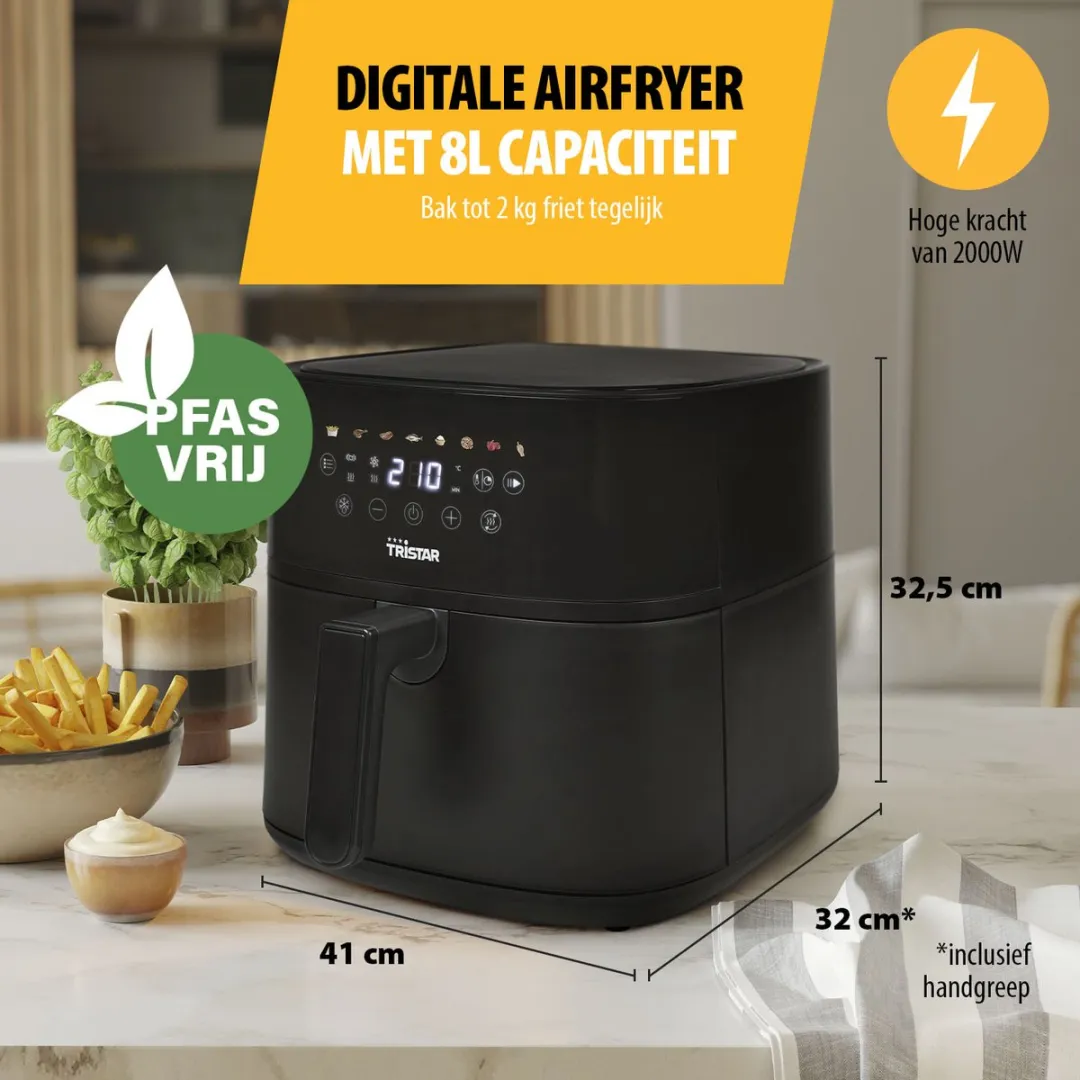 Tristar FR-9071 Airfryer 8L - 2000W - Zwart
