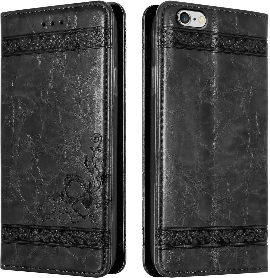 Cadorabo Hoesje geschikt voor Apple iPhone 6 PLUS / 6S PLUS in ZWART met ornamen