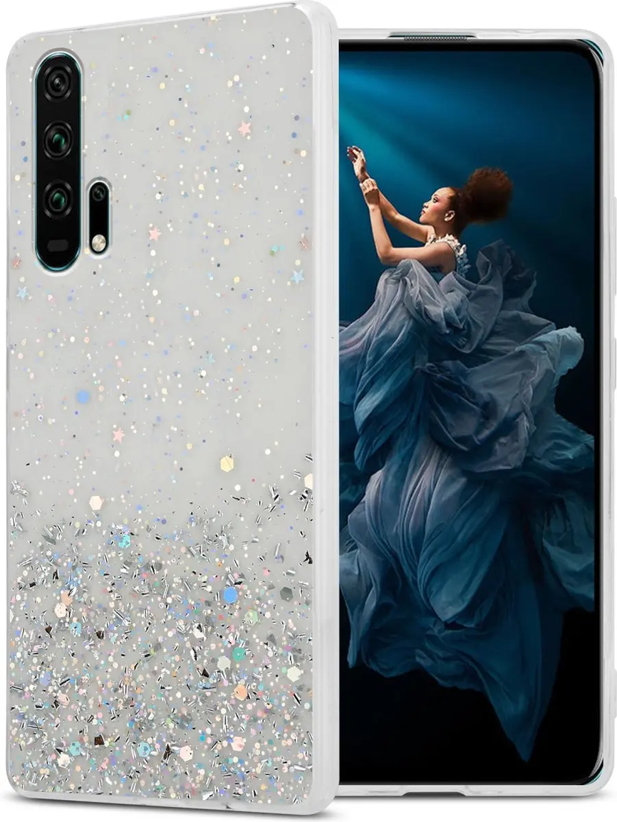 Cadorabo Hoesje geschikt voor Honor 20 PRO in Transparant met Glitter