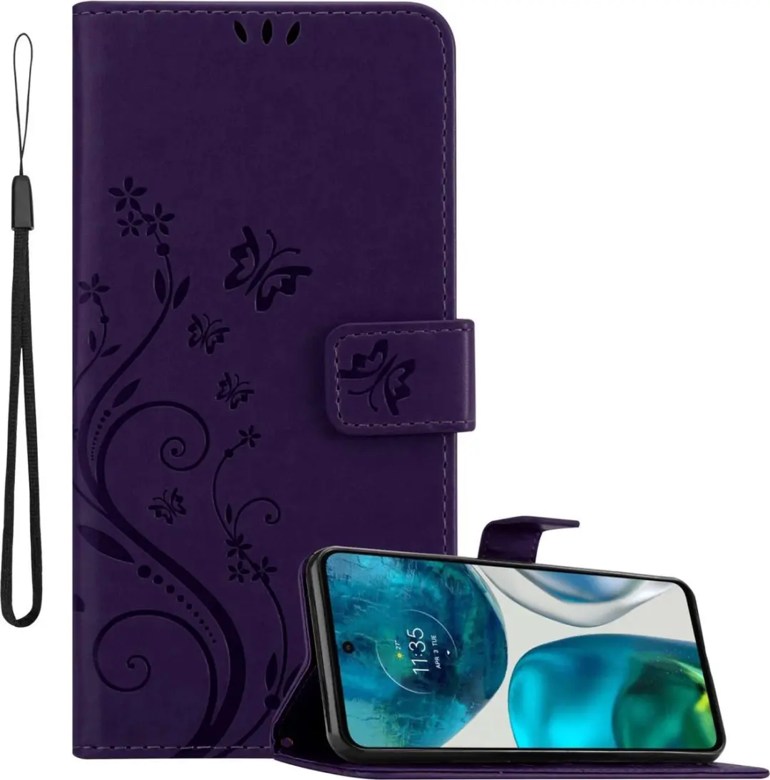 Cadorabo Hoesje geschikt voor Motorola MOTO G52 4G / G82 5G in BLOEMEN DONKER PA