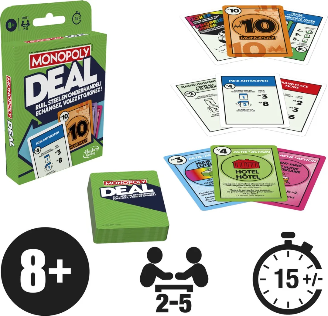 Monopoly Deal Kaartspel Belgische Editie - 5 Spelers