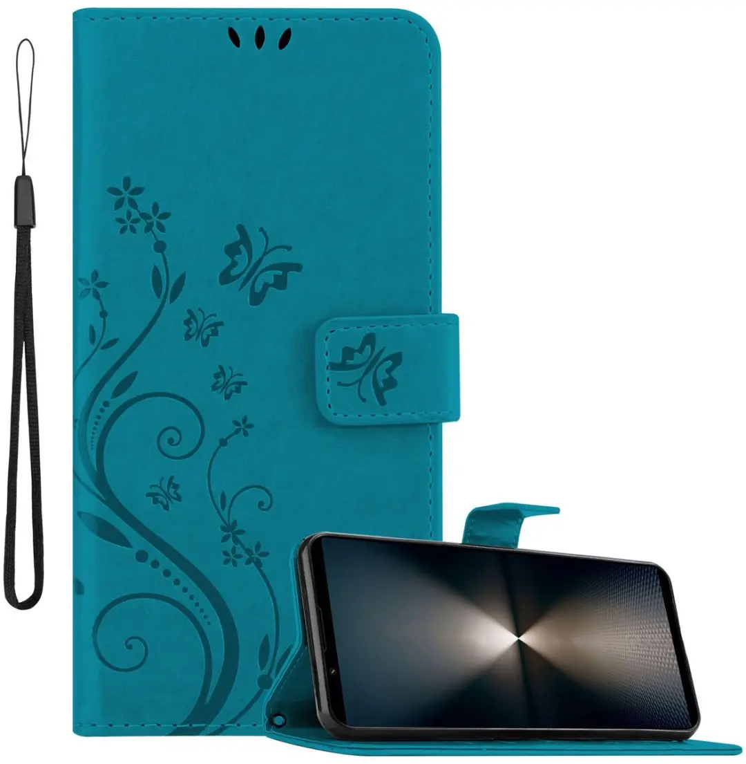 Cadorabo Hoesje geschikt voor Sony Xperia 1 VI in BLOEMEN BLAUW