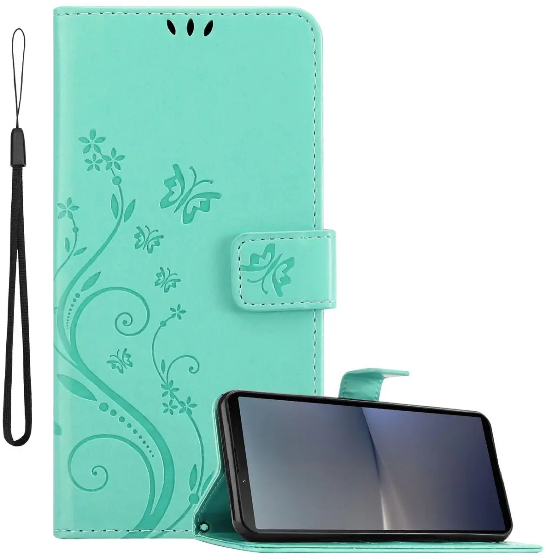 Cadorabo Hoesje geschikt voor Sony Xperia 10 V in BLOEMEN TURKOOIS