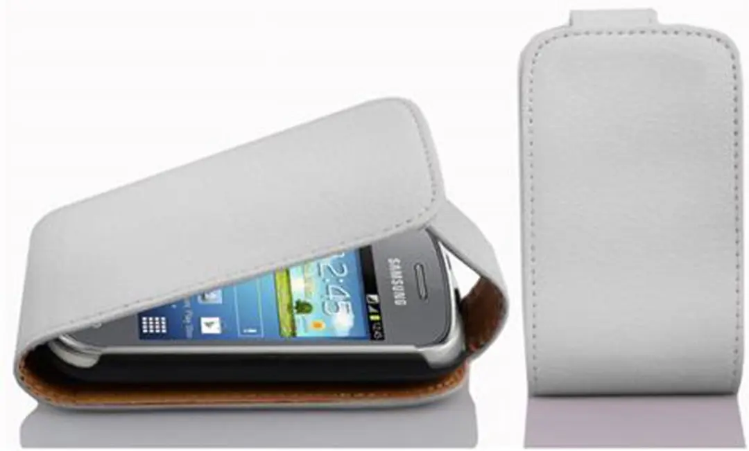Cadorabo Hoesje geschikt voor Samsung Galaxy POCKET NEO in MAGNESIUM WIT - Beschermhoes in flip-design Case Cover van getextureerd imitatieleer