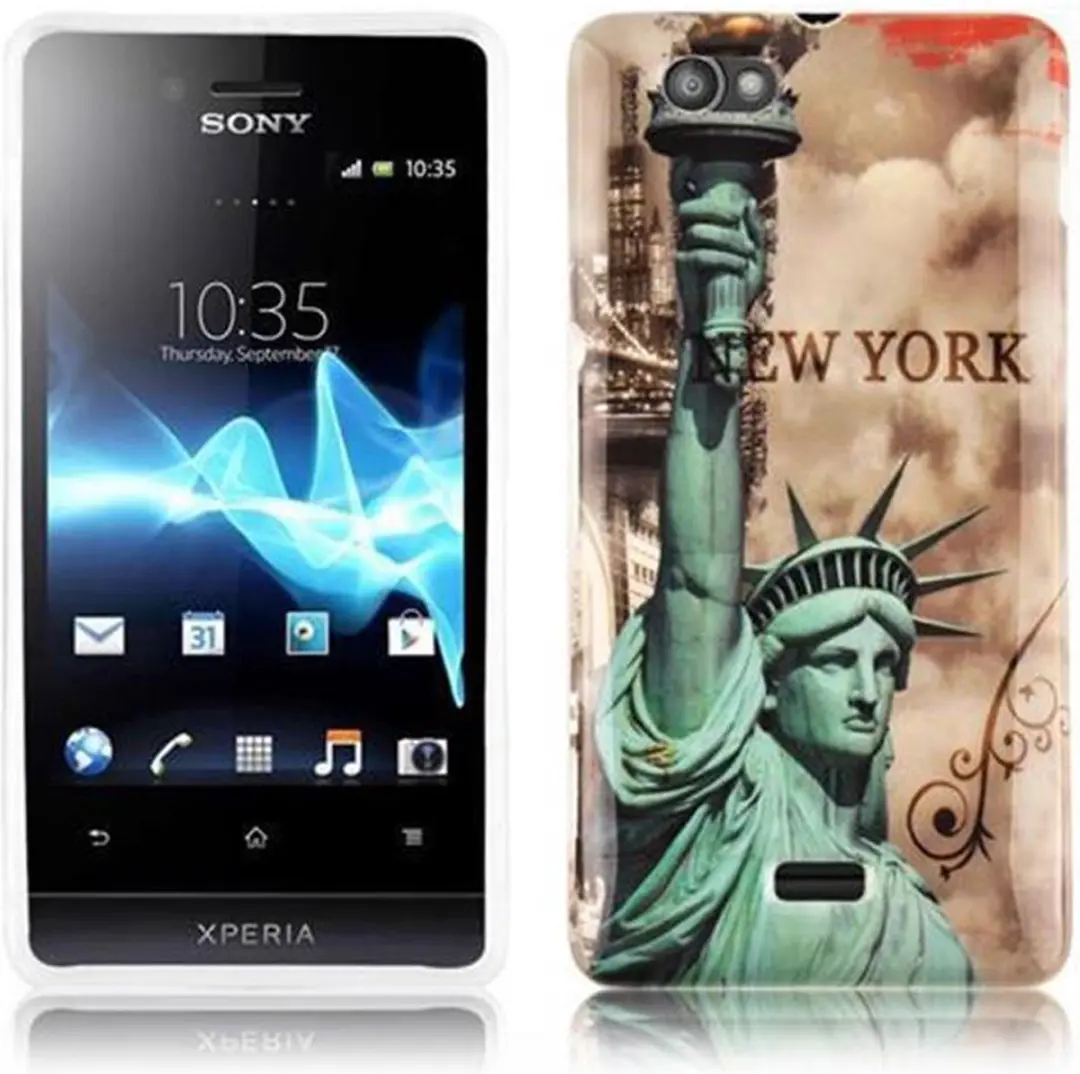 Cadorabo Hoesje geschikt voor Sony Xperia M met NEW YORK