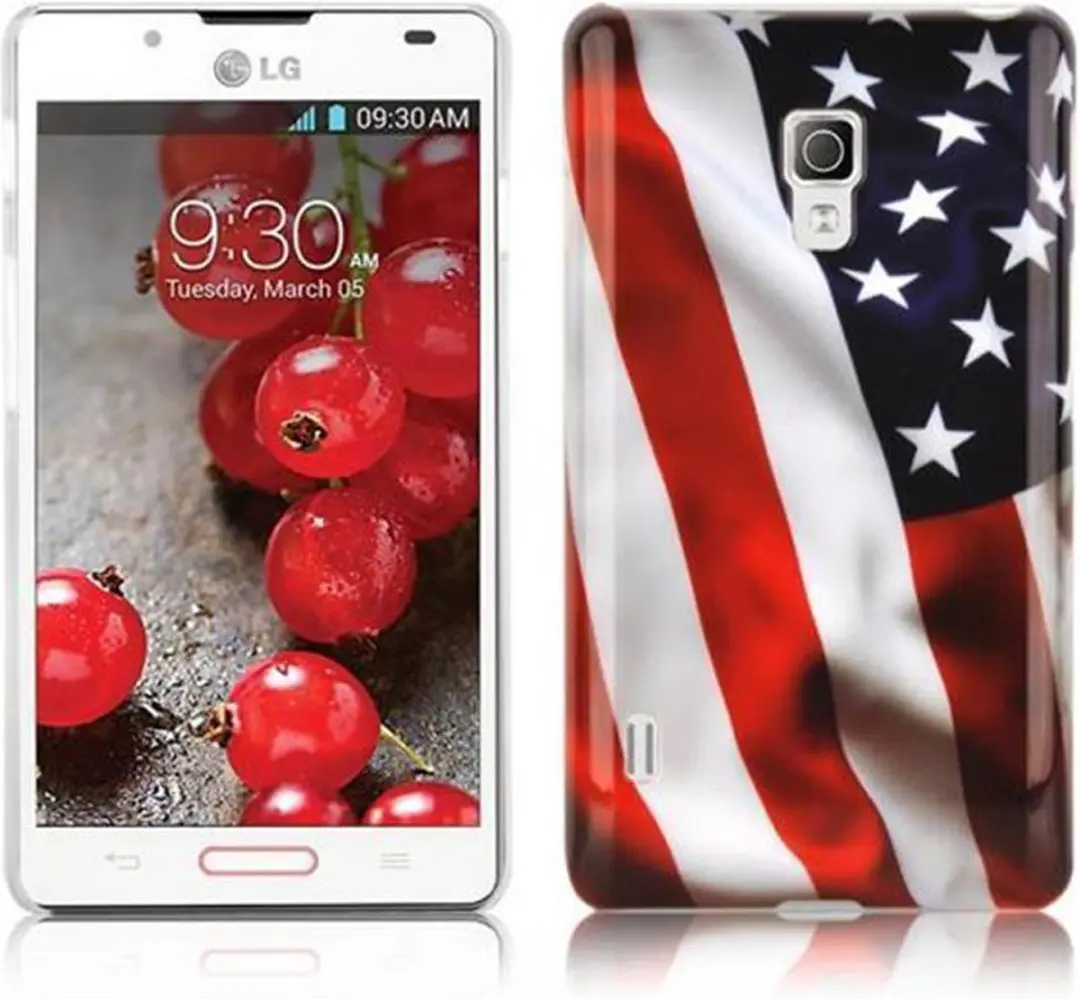 Cadorabo Hoesje geschikt voor LG OPTIMUS L7 II met STARS AND STRIPES opdruk