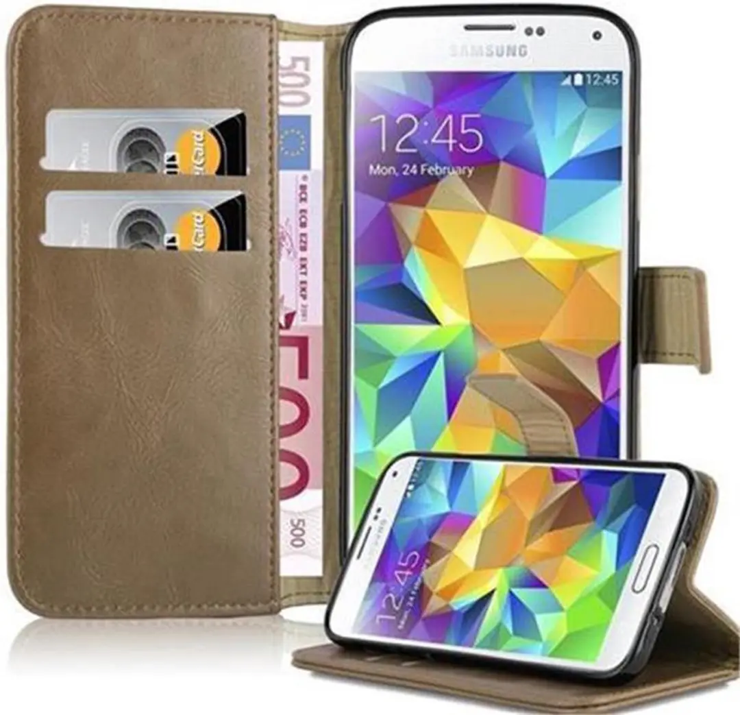 Cadorabo Hoesje geschikt voor Samsung Galaxy S5 / S5 NEO in CAPPUCCINO BRUIN