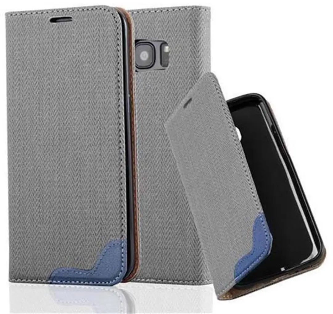 Cadorabo Hoesje geschikt voor Samsung Galaxy S7 EDGE in GRIJS BLAUW