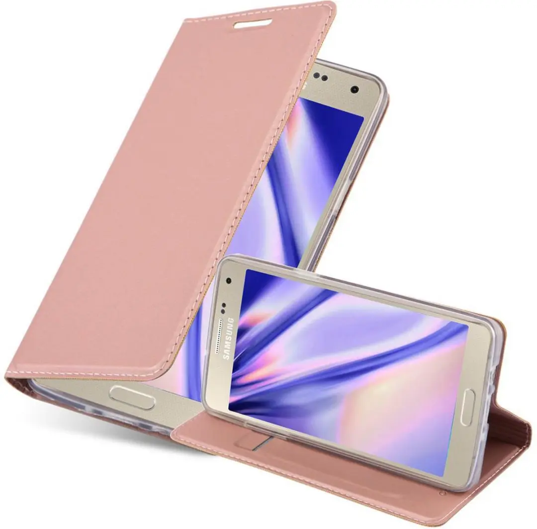 Cadorabo Hoesje geschikt voor Samsung Galaxy A5 2015 in CLASSY ROSE GOUD - Beschermhoes met magnetische sluiting, standfunctie en kaartvakje Book Case Cover Etui