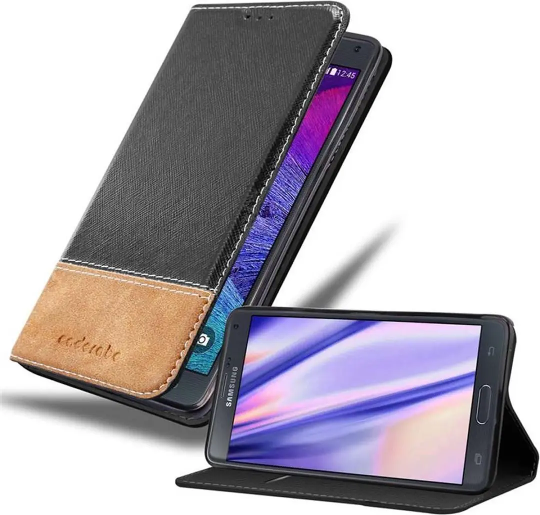 Cadorabo Hoesje geschikt voor Samsung Galaxy NOTE 4 in ZWART BRUIN