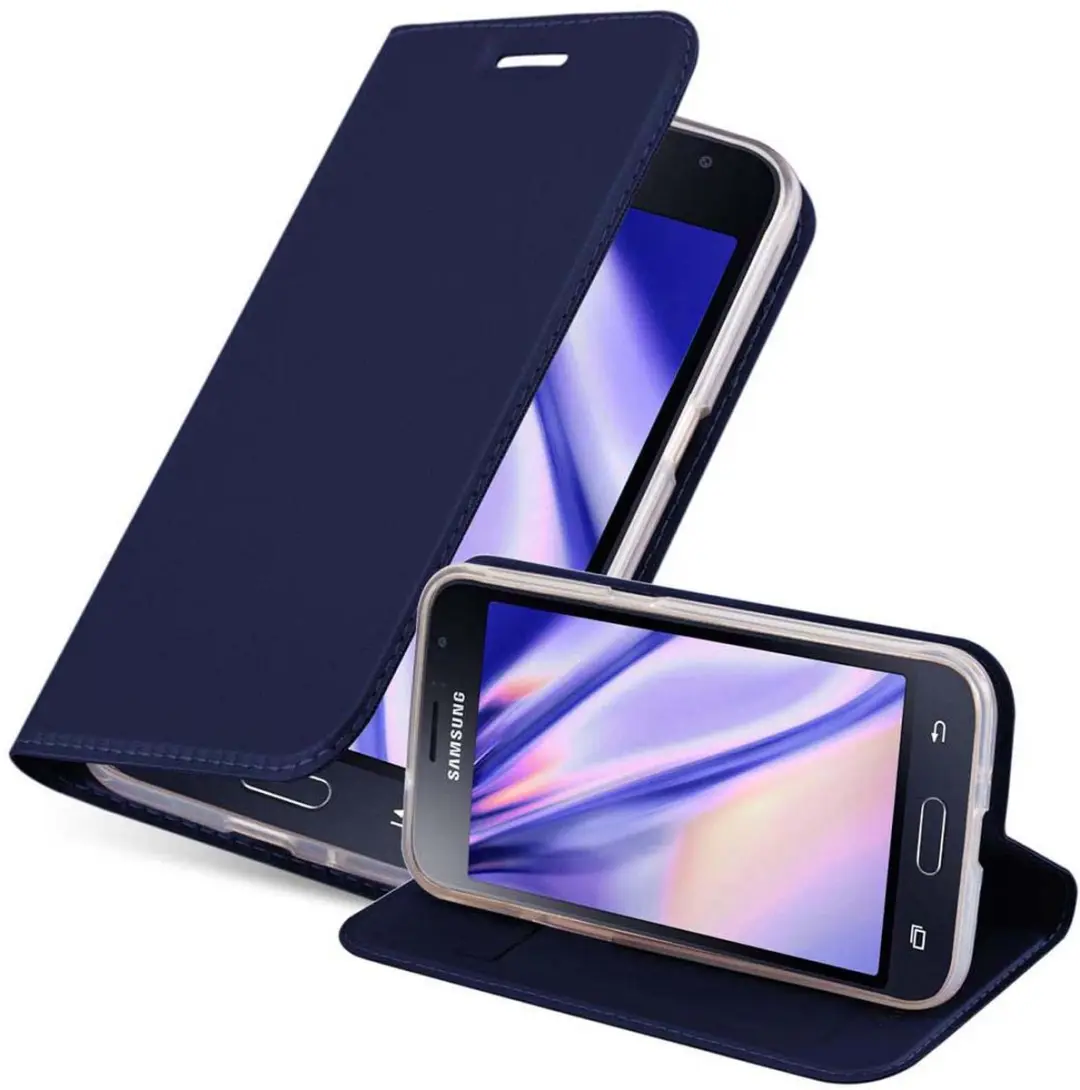 Cadorabo Hoesje geschikt voor Samsung Galaxy J1 2015 in CLASSY DONKER BLAUW