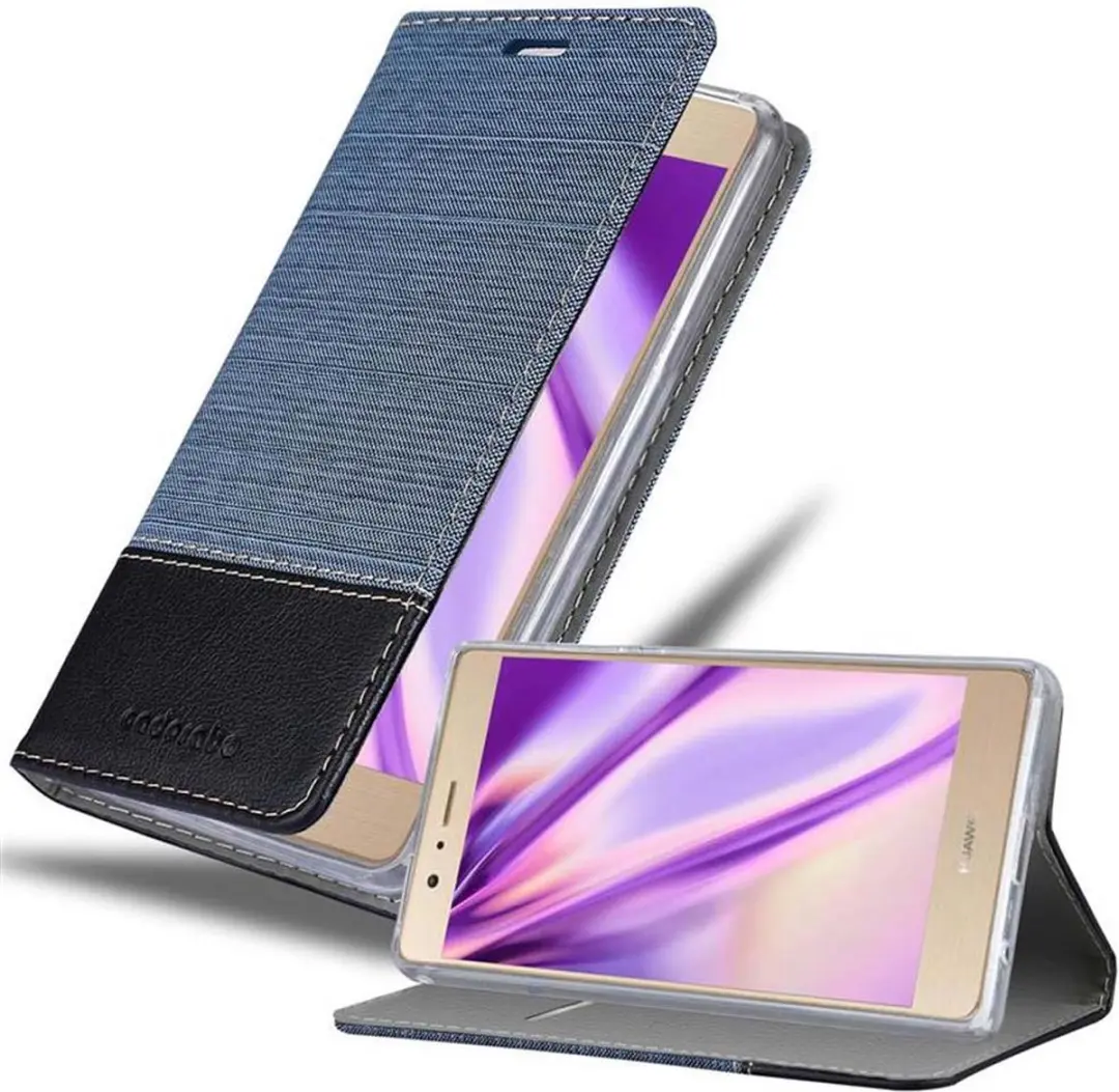 Cadorabo Hoesje geschikt voor Huawei P8 MAX in DONKERBLAUW ZWART - Beschermhoes met magnetische sluiting, standfunctie en kaartvakje Book Case Cover Etui