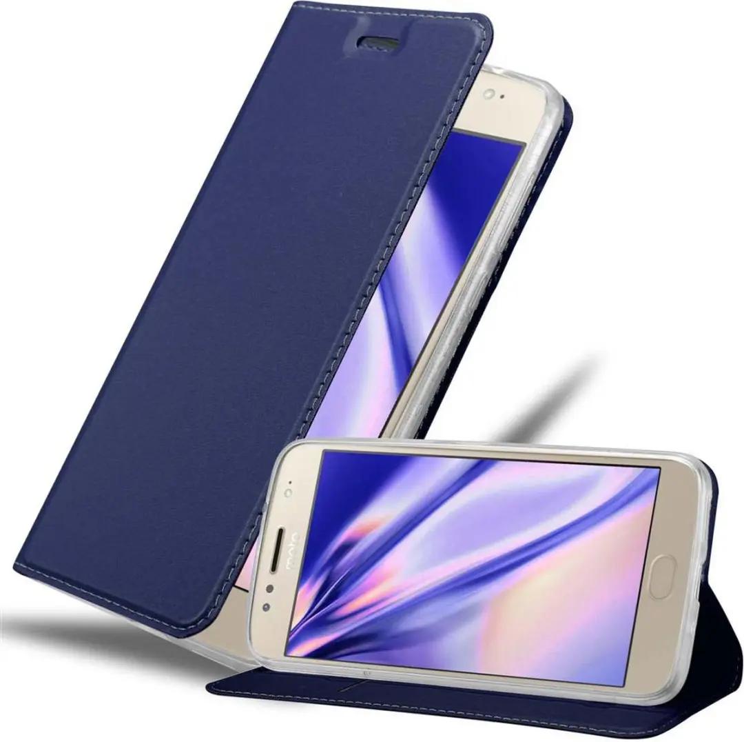 Cadorabo Hoesje geschikt voor Motorola MOTO G5S PLUS in CLASSY DONKER BLAUW