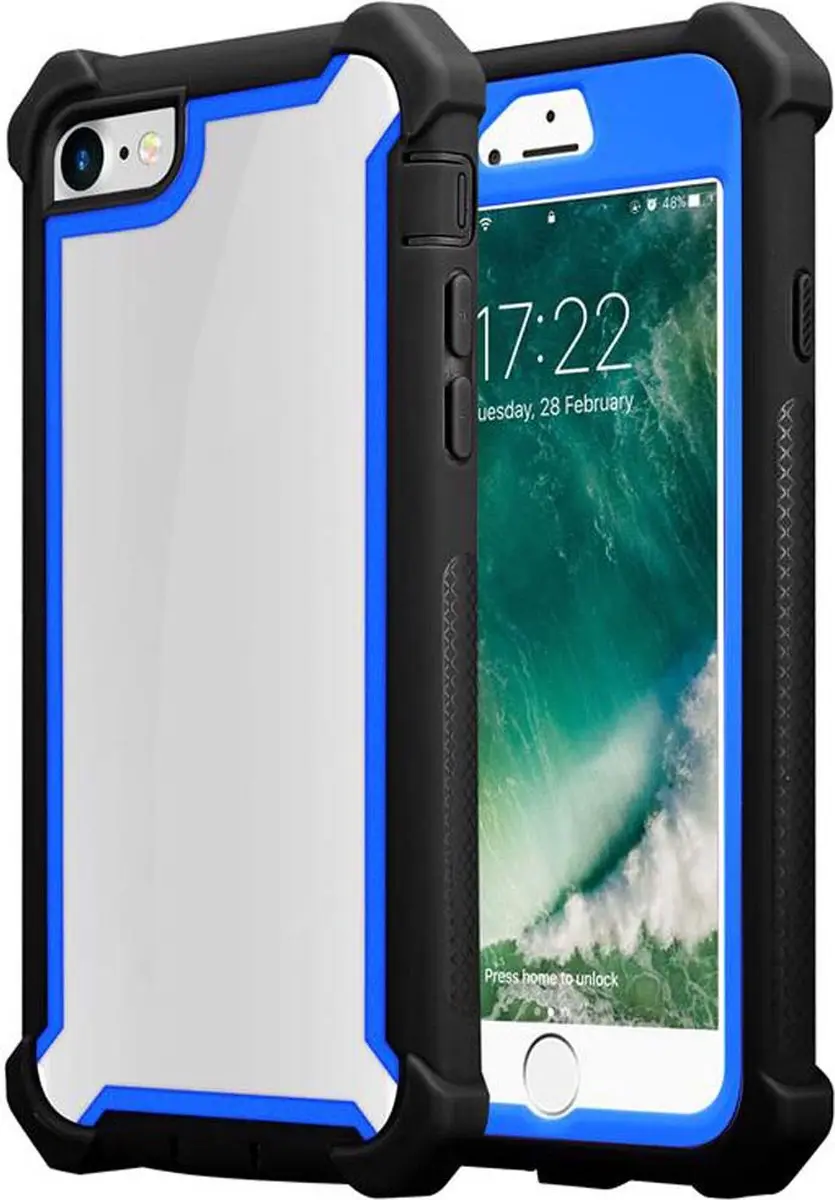 Cadorabo Hoesje geschikt voor Apple iPhone 7 / 7S / 8 / SE 2020 in BLAUW ZWART