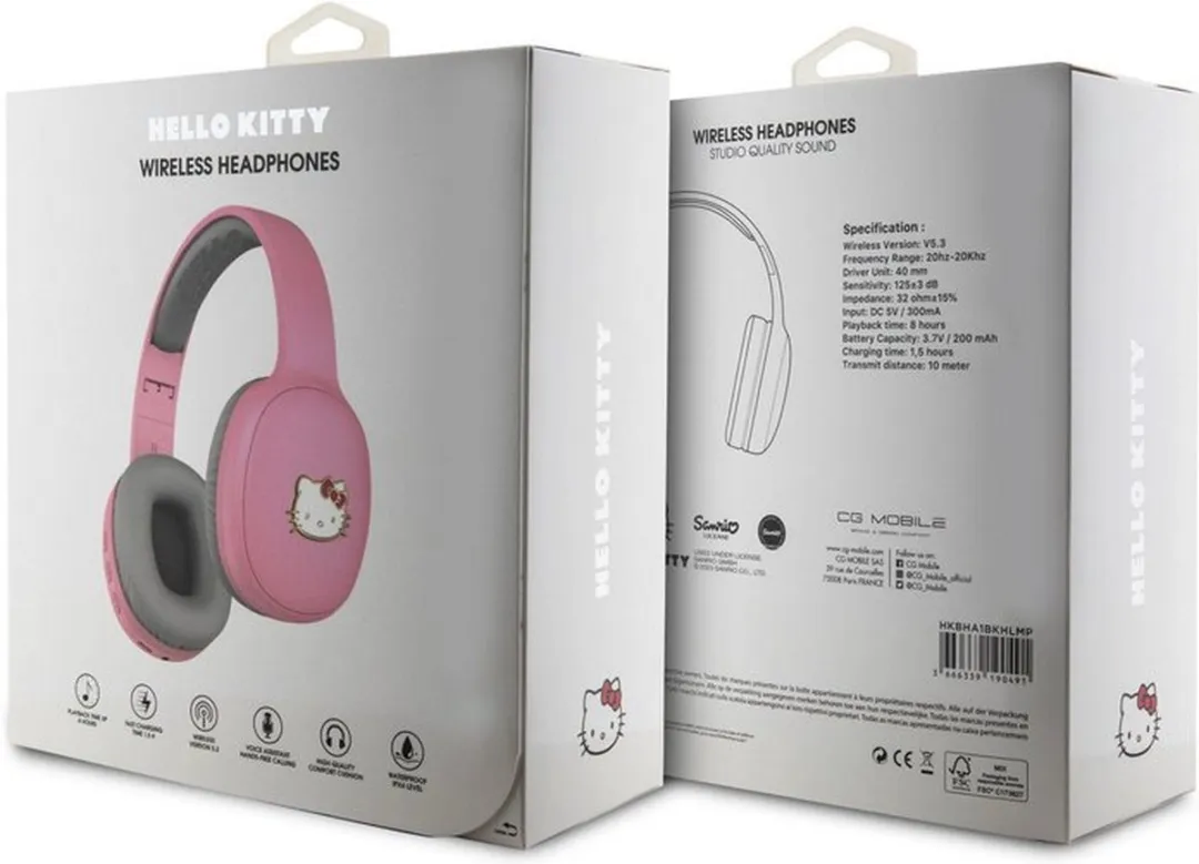 Hello Kitty HKBH Bluetooth Koptelefoon - Bicolor Roze/Grijs - afbeelding 4 van 4