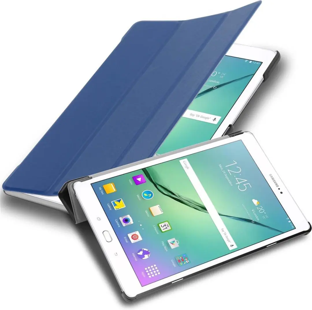 Cadorabo Tablet Hoesje geschikt voor Samsung Galaxy Tab S2 (9.7 Zoll) in JERSEY DONKER BLAUW - Ultra dun beschermend geval met automatische Wake Up en Stand functie Book Case Cover Etui