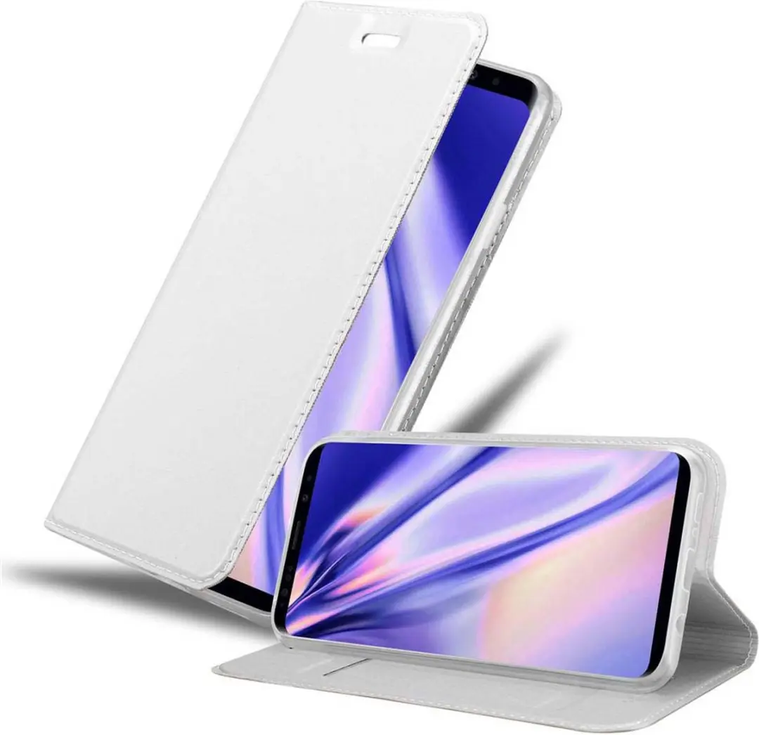 Cadorabo Hoesje geschikt voor Samsung Galaxy S9 PLUS in CLASSY ZILVER - Beschermhoes met magnetische sluiting, standfunctie en kaartvakje Book Case Cover Etui