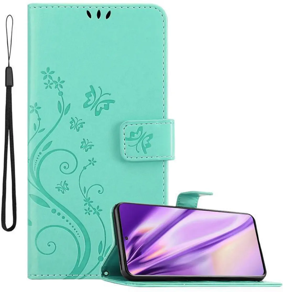 Cadorabo Hoesje geschikt voor Samsung Galaxy S20 in BLOEMEN TURKOOIS