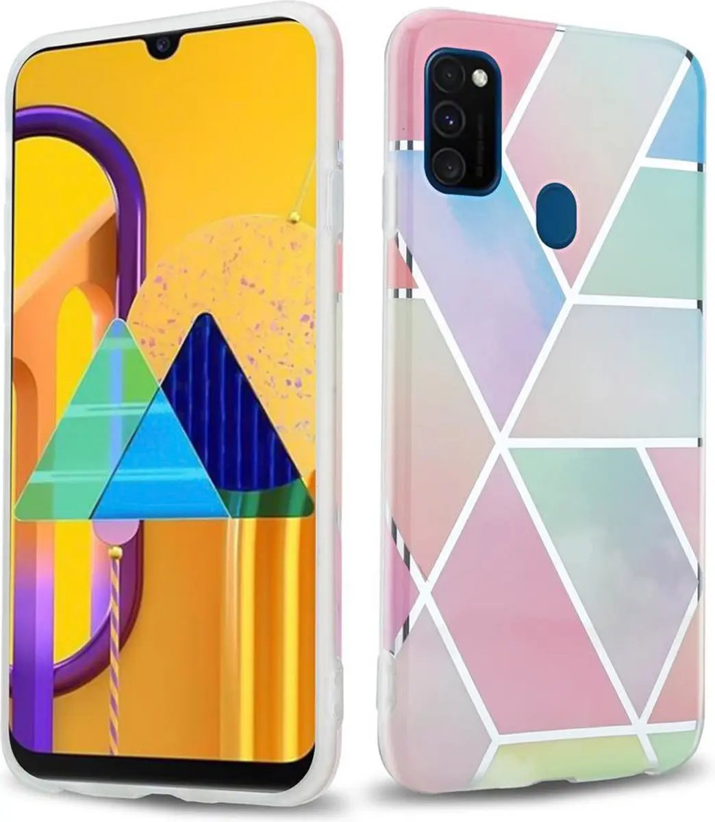 Cadorabo Hoesje geschikt voor Huawei P20 LITE 2018 / NOVA 3E in Regenboog Marmer